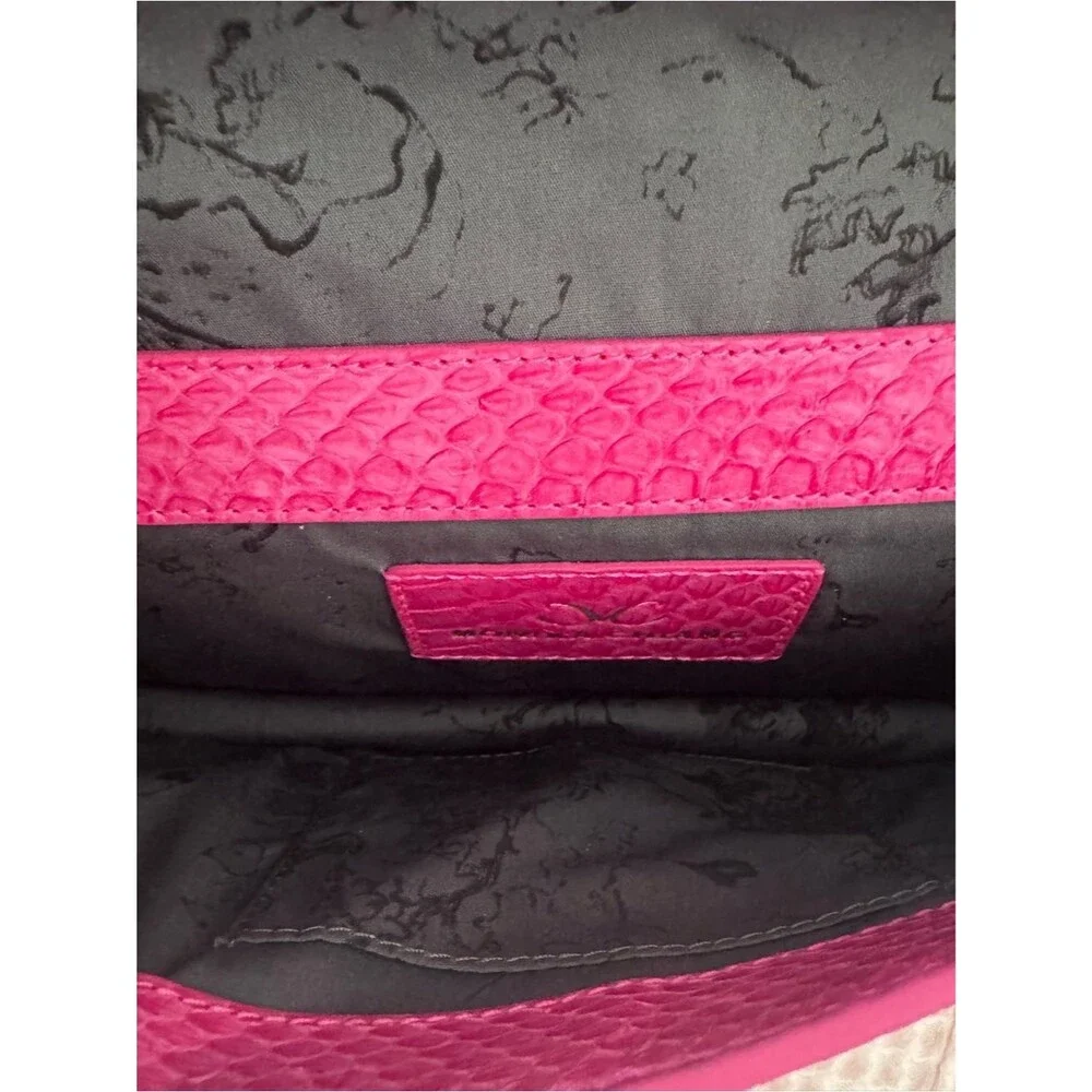 MONIKA CHIANG NWT Colorblock Embossed Leather Clutch  Bag Pink Orange Purse Y2K
